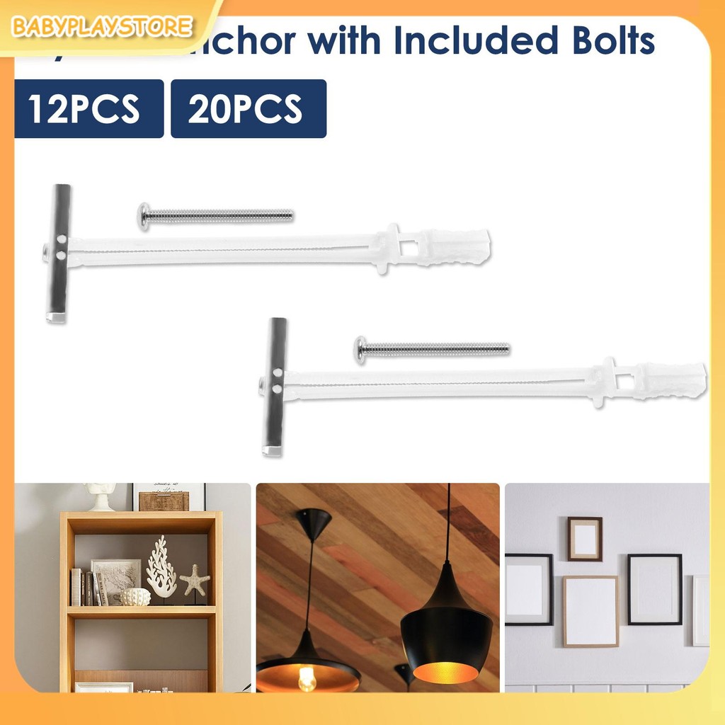 12/20Pcs Drywall Anchor and Bolt Kit Heavy Duty Hollow Drywall Anchor