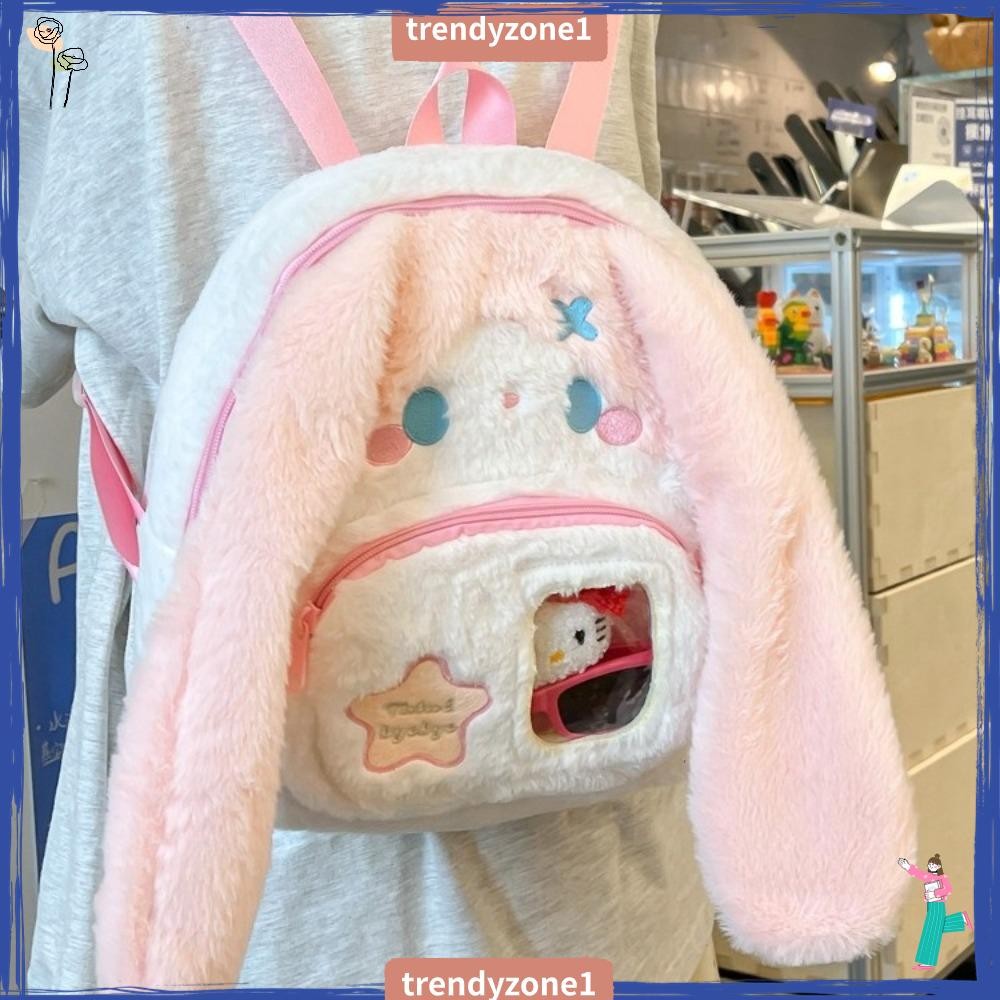 TRENDYZONE1 School Bags, Cartoon Soft Plush Shoulder Bag, With Ears
