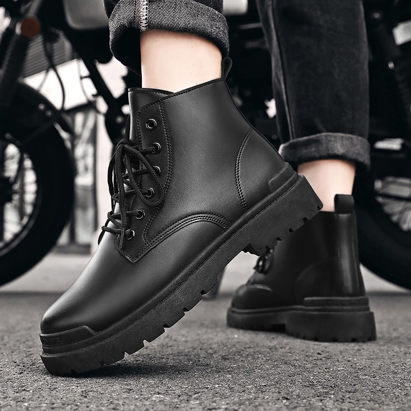 【M Shoes Studio】Male Black Boots Fashion Martin Boots for Men High-top ...