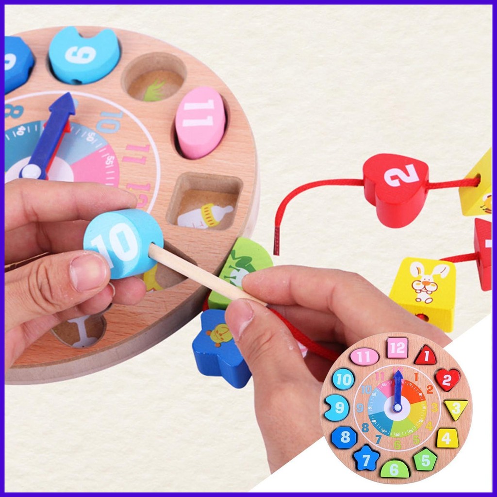 Wooden Educational Clock Early Learning Educational Clock Early ...