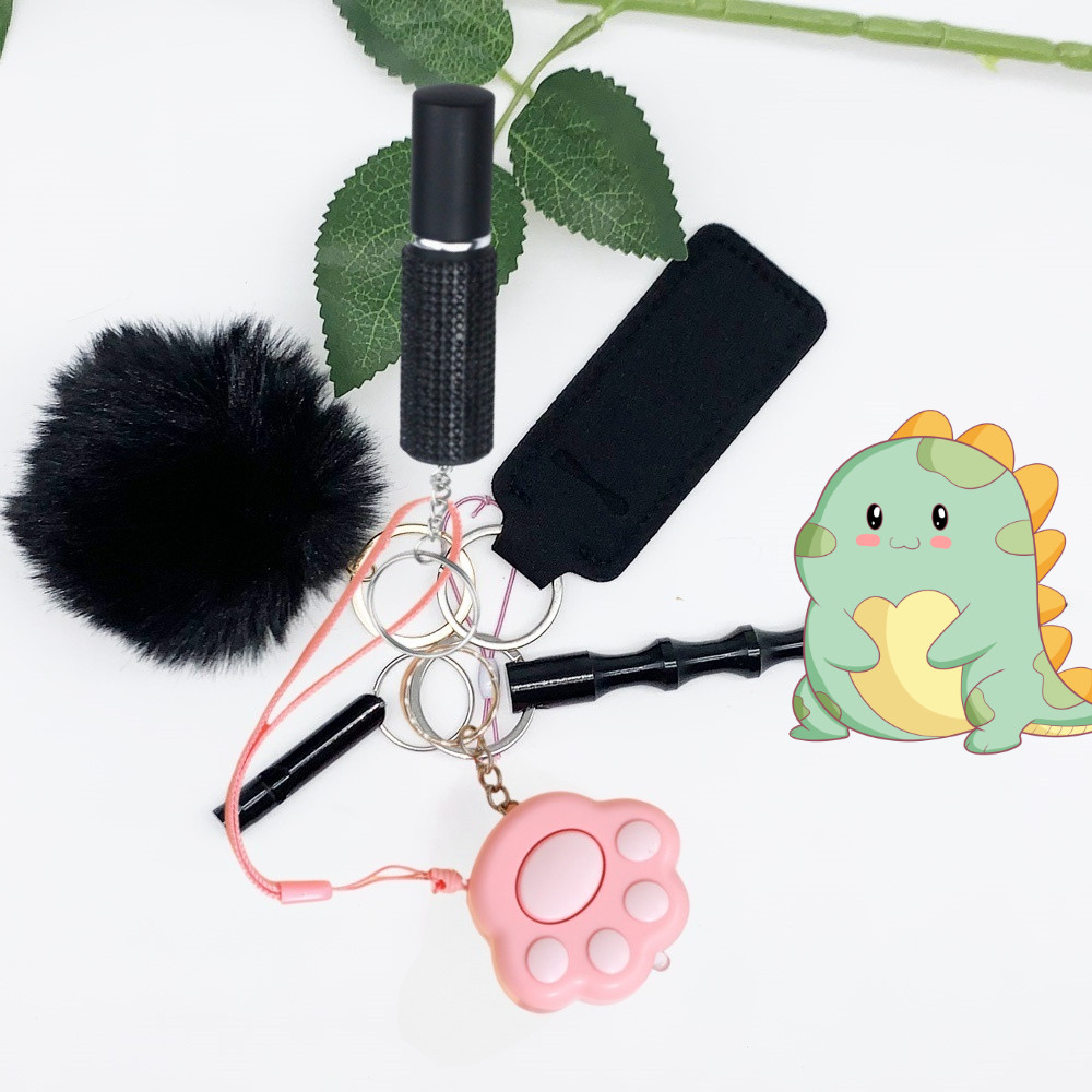 6pcs Safety Keychain Set With EMPTY Mini 5ml Diamond Spray Bottle ...