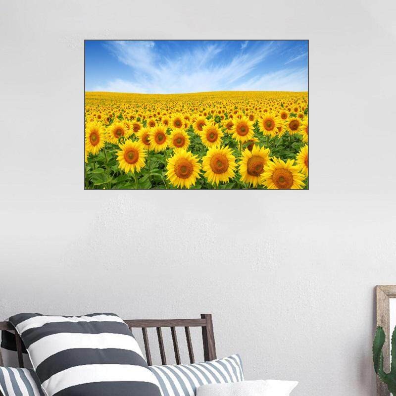 Canvas Wall Art Landscape Picture Sunflower Field Blue Sky Nature Print ...