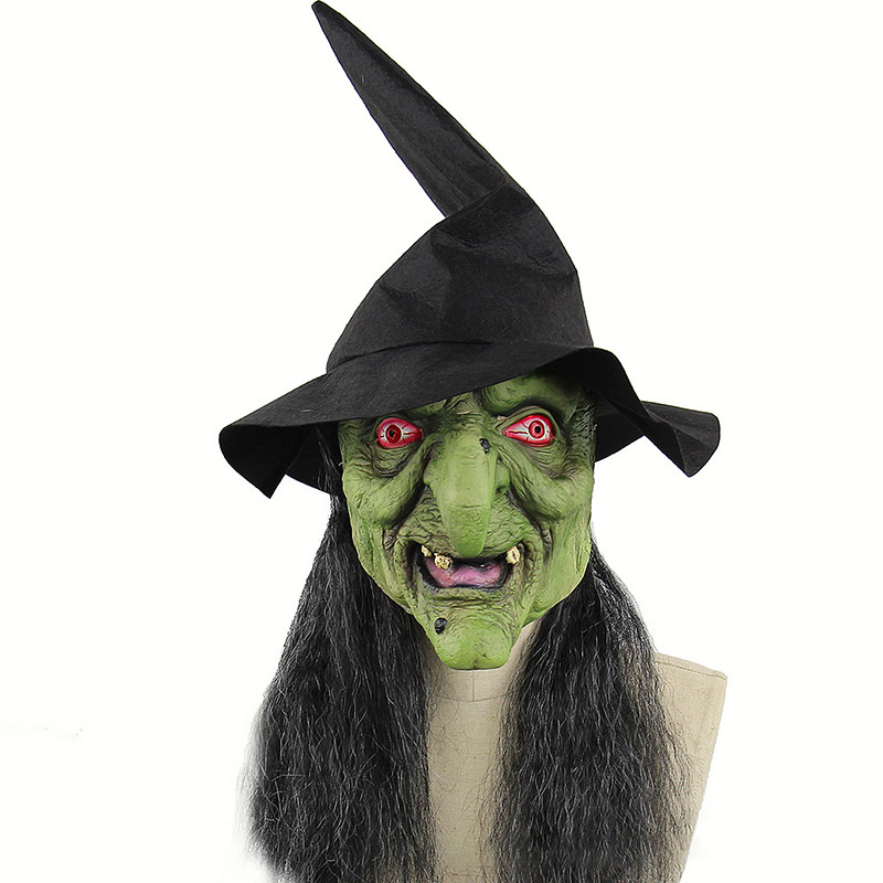 bugr Halloween Horror Old Witch Mask With Hat Cosplay Scary Clown Hag