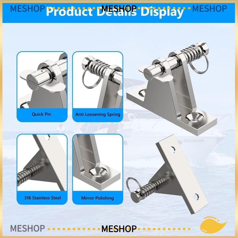 ME Bimini Top Deck Hinge with Pin and Ring, with 2 Installation Screws