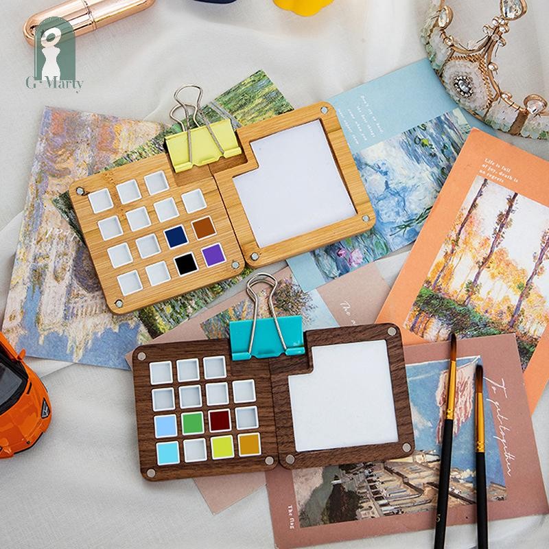 GMARTY 15 Grid Portable Sketchbook Watercolor Palette Mini Color ...