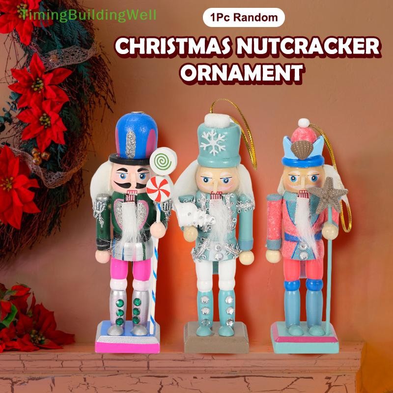 6pcs Small Wooden Nutcracker Soldier Christmas Decorations, Mini