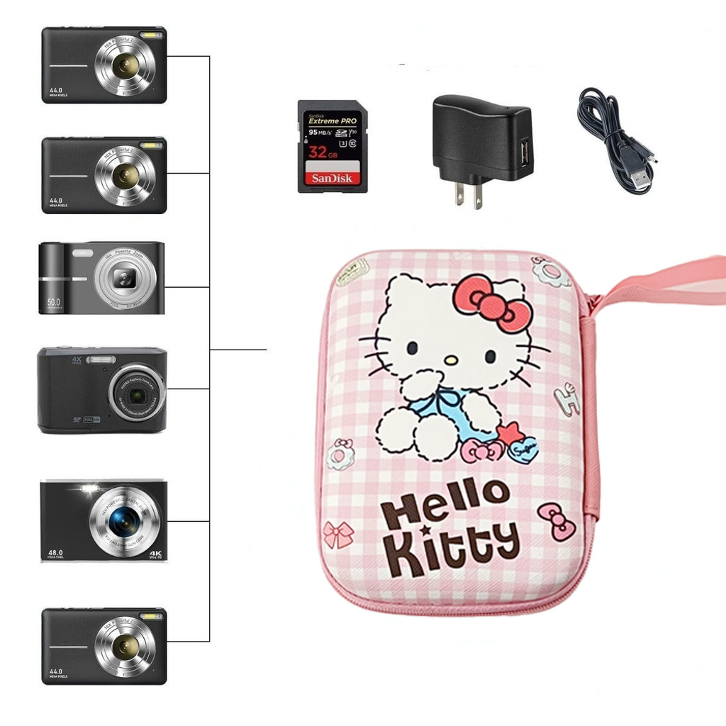 Cute Hello Kitty PU Leather Hard Shell Digital CCD Camera Compact Case ...