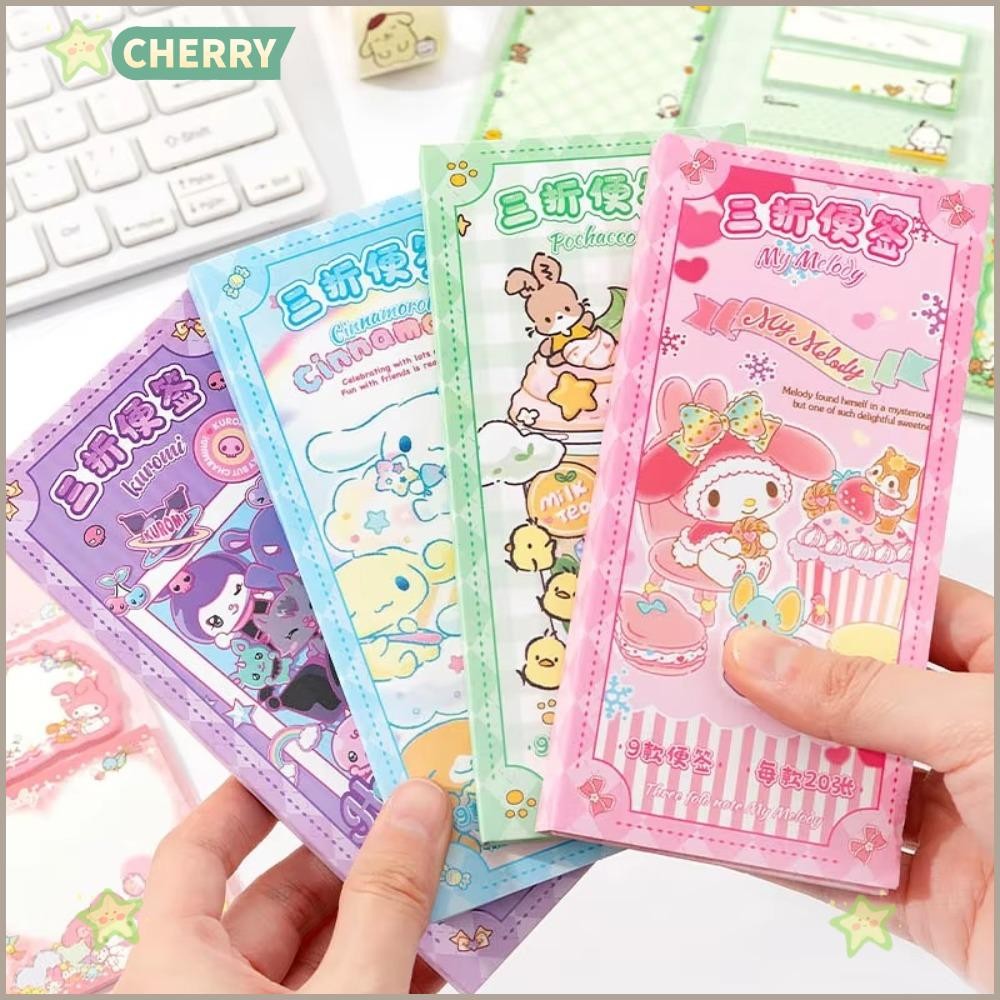 CHERRY 180pcs Set Sticky Notes, Cartoon Kuromi Cute Pasteable Note ...