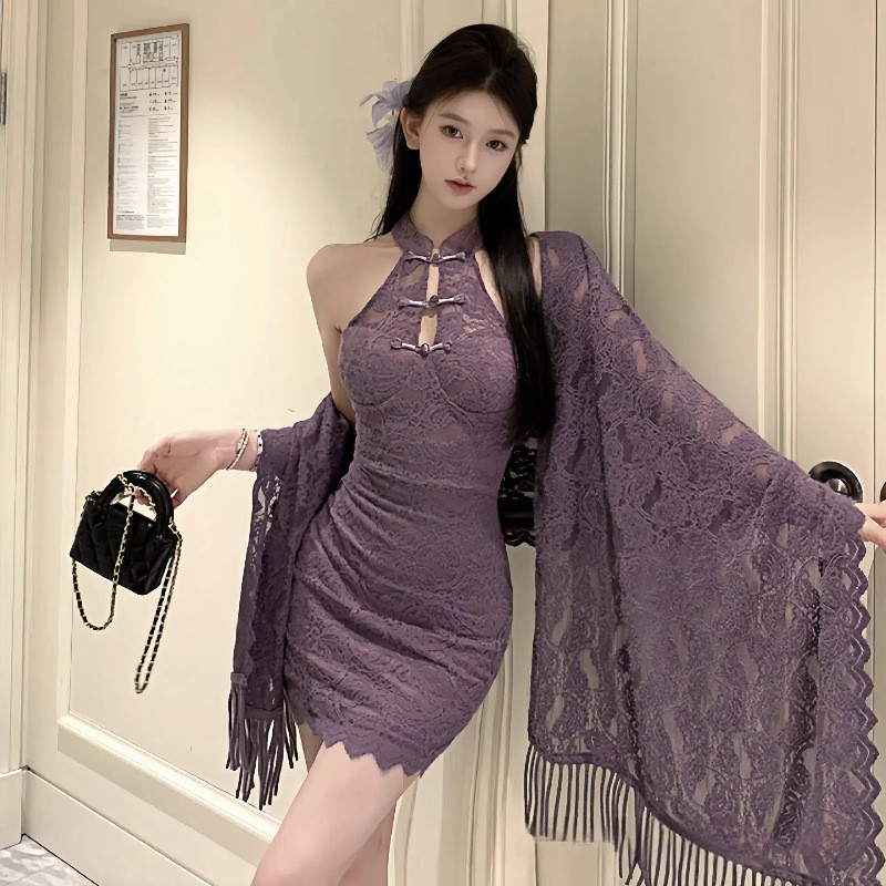 New Chinese Style Sexy Lingerie Hot Girl Purple Shawl Cardigan Lace ...