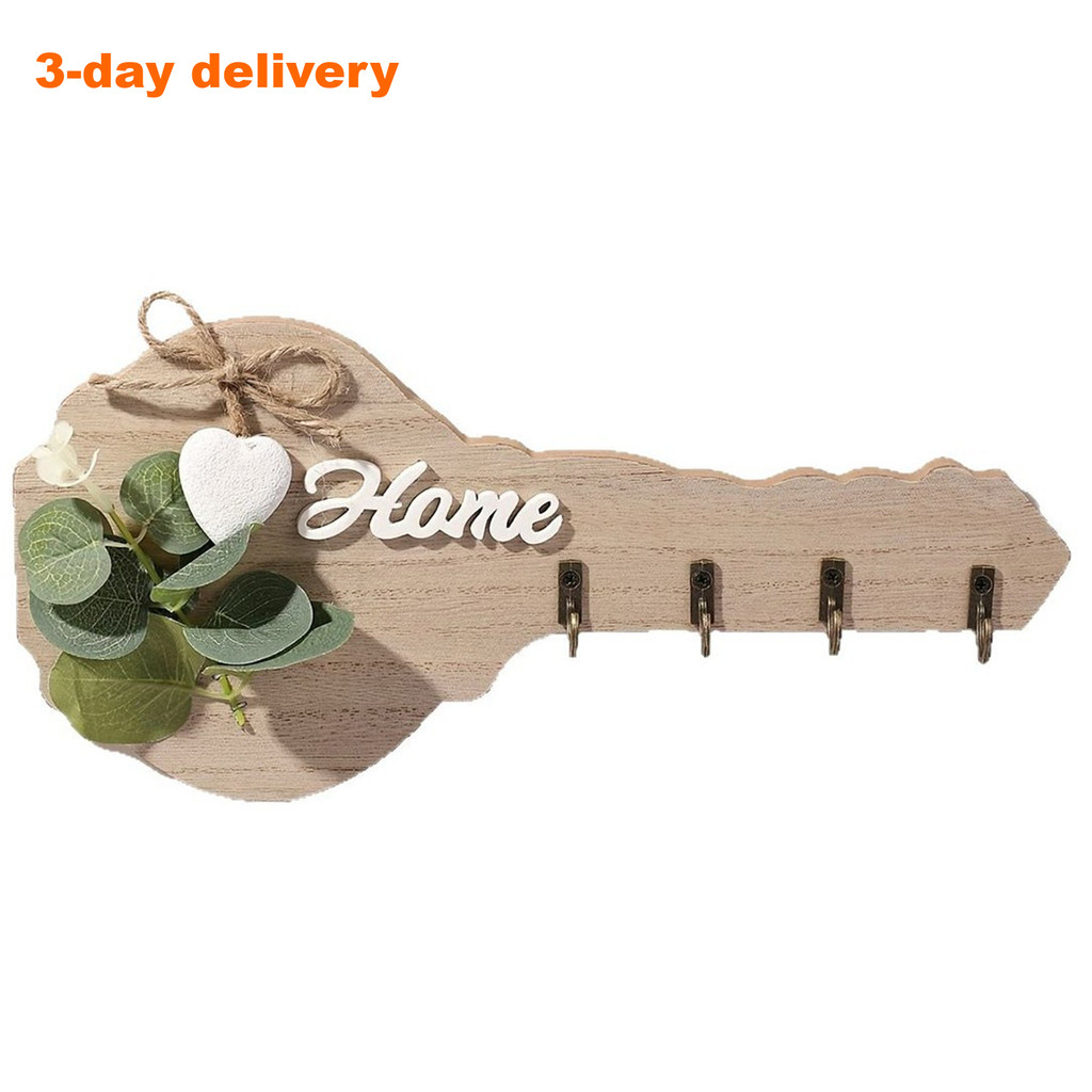 (Polaris) Wooden Key Rack Wall Decor with Heart Accent & 4 Hooks ...