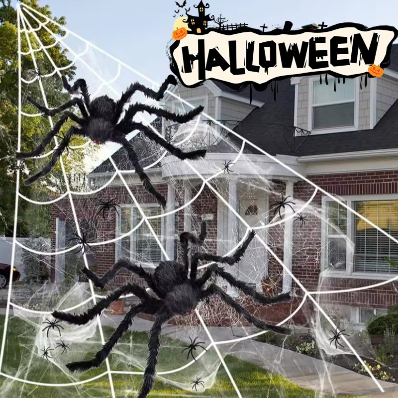 Giant Black Spider Extra Large Triangular Spider Web Halloween Party ...