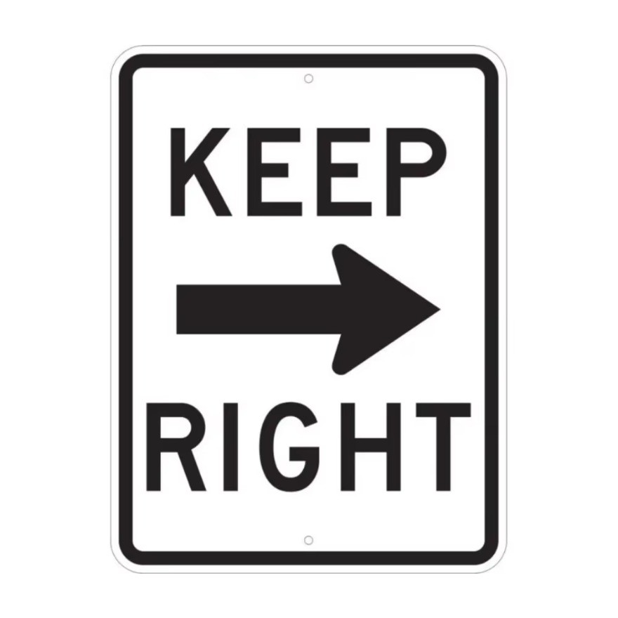 2D RoadAlertUSA Right Turn Guard-EUU Keep Right High Visibility ...