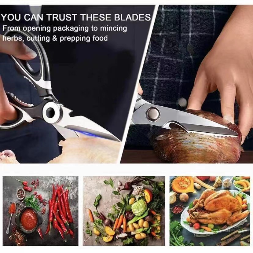 Stainless Steel Kitchen Scissors Multipurposes Shears Tool Bbq Chicken ...