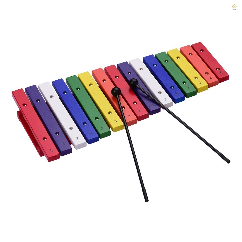 Mini3)15 Keys Xylophone Colorful Musical Percussion Instrument Early