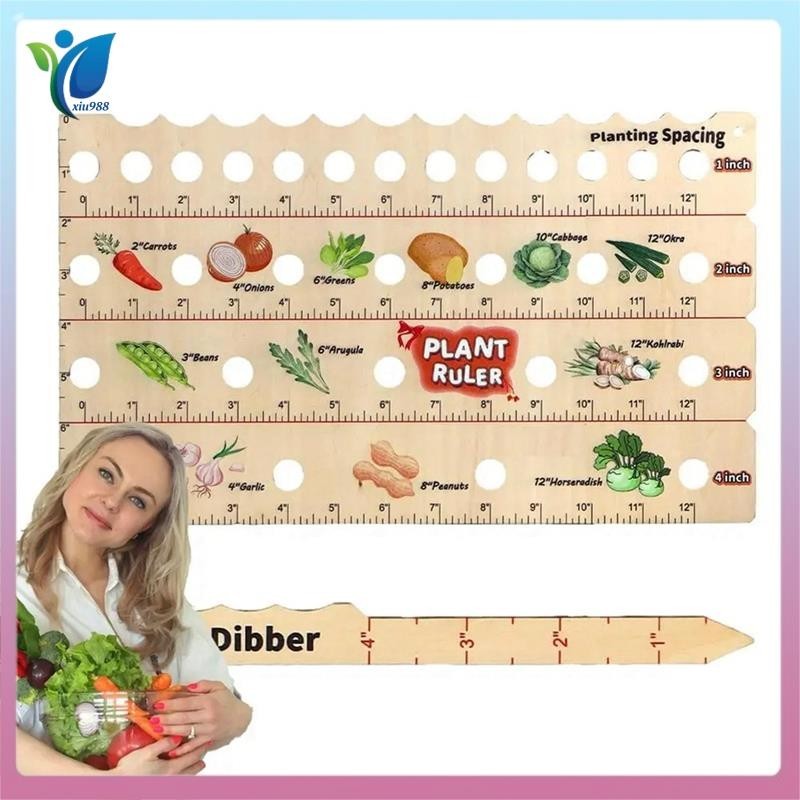 Plant Ruler with Dibber and Planting Guide, Square Foot Gardening Tools ...