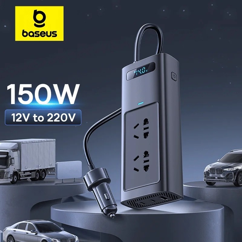 Baseus 150W Car Inverter USB Type C 30W DC 12V to AC 220V 110V Auto ...