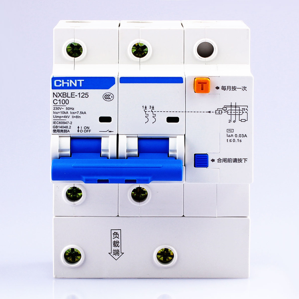 CHNT CHINT NXBLE-125 Circuit Breaker, 63A 80A 100A 125A , 2P 230V, RCBO ...