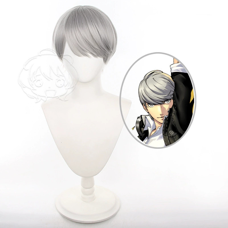 Short SilverGray Hair Wig for Persona 4 Yu Narukami for Man for Anime
