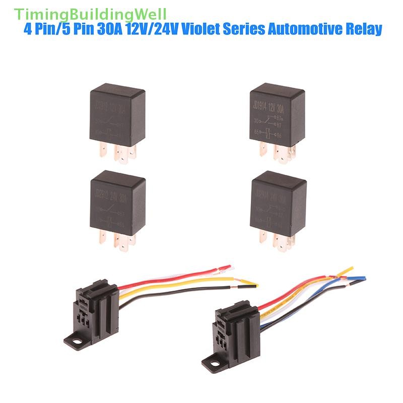 TBPH 4 Pin/5 Pin 30A 12V/24V Automotive Violet Relay Socket With Wire