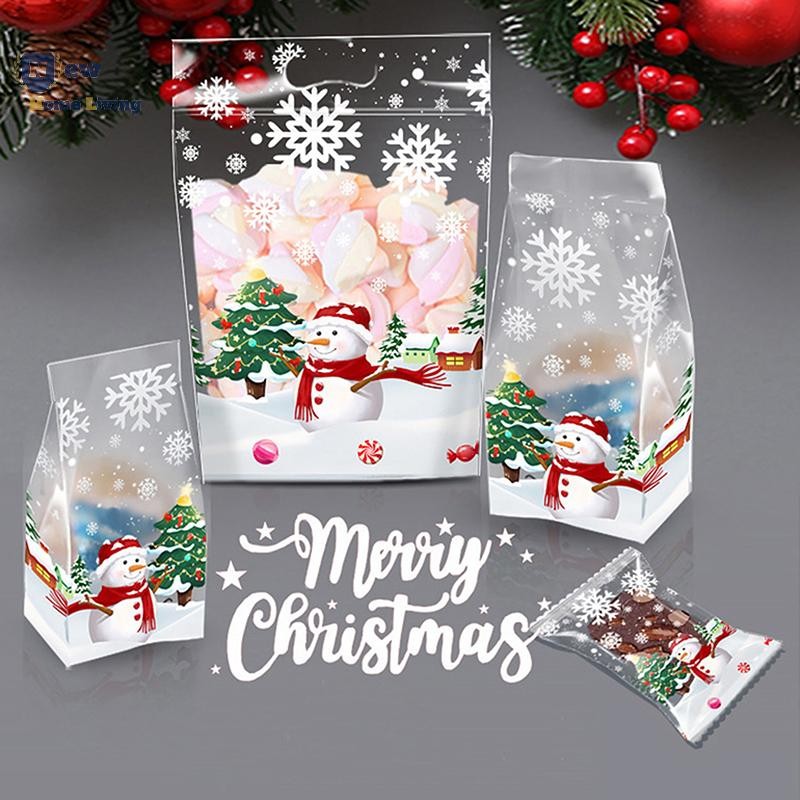 NHL> 50Pcs Christmas Cute Snowman Plastic Gifts Bags Candy Cookie