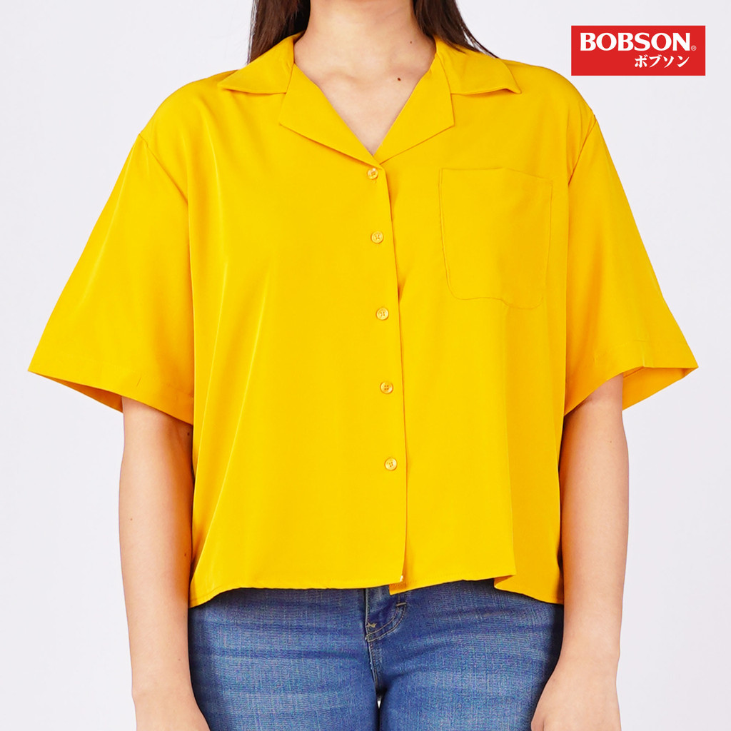 Bobson Japanese Ladies Basic Tees Crop Fit 162702 (Yellow Gold)