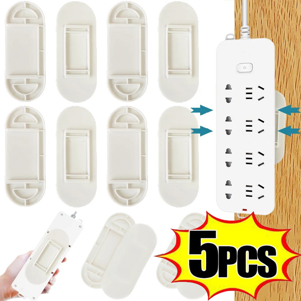 Punch Free Self-Adhesive Desktop Socket Fixer Universal Cable Organizer ...