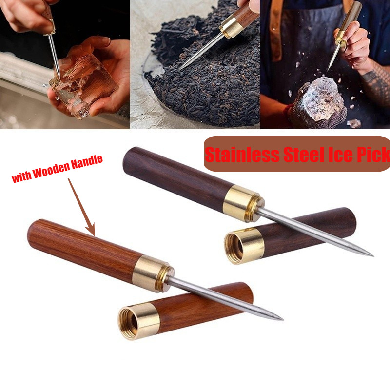 Stainless Steel Ice Pick with Wooden Handle and Sheath Kitchen Tool
