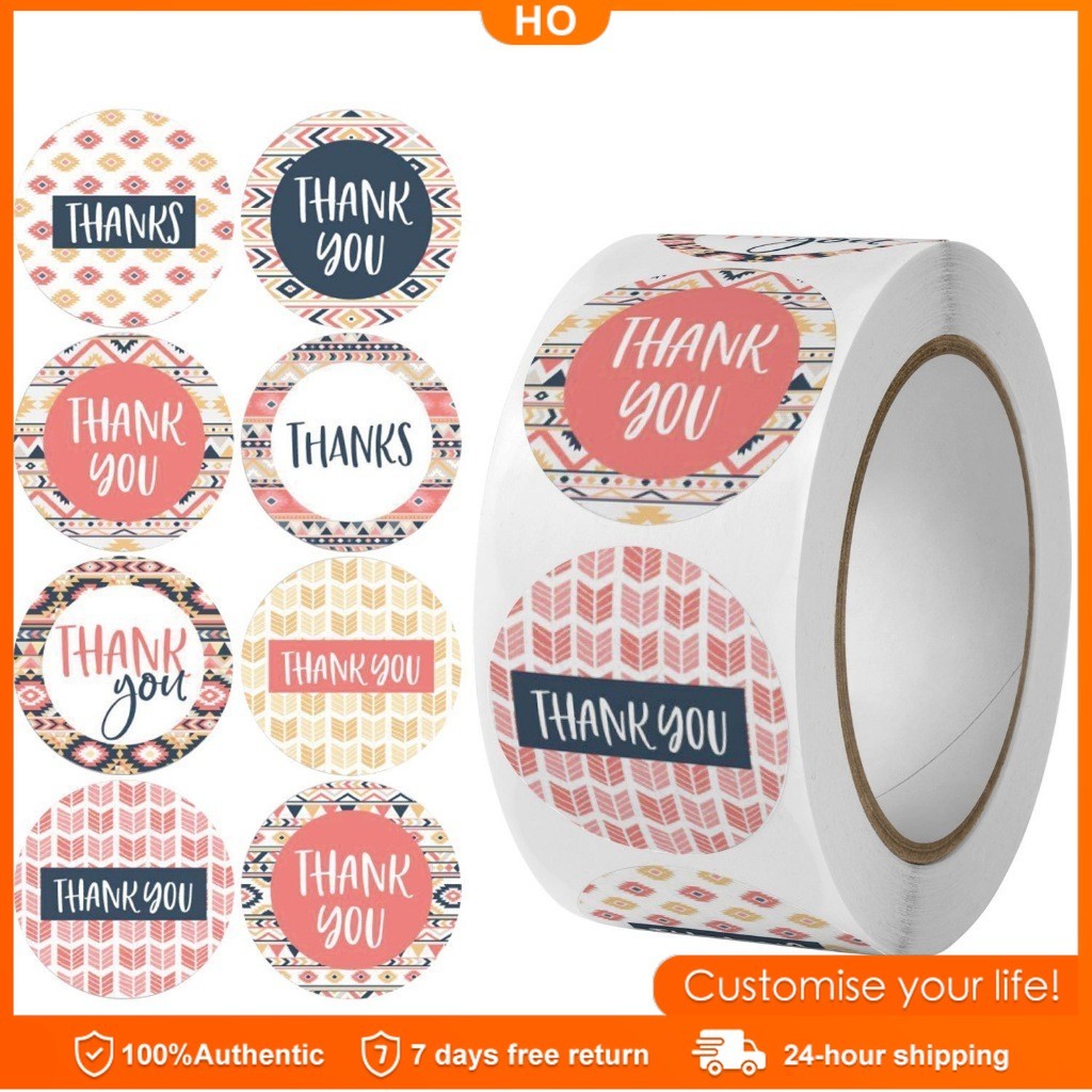 COD 1Roll 500pcs Thank You Tape Thankyou Flower Round Seal Sticker Tags ...