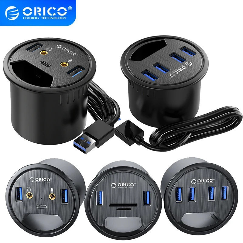 ORICO Desktop Grommet USB 3.0 Hub Sound Card Type C Splitter SD TF Dock ...
