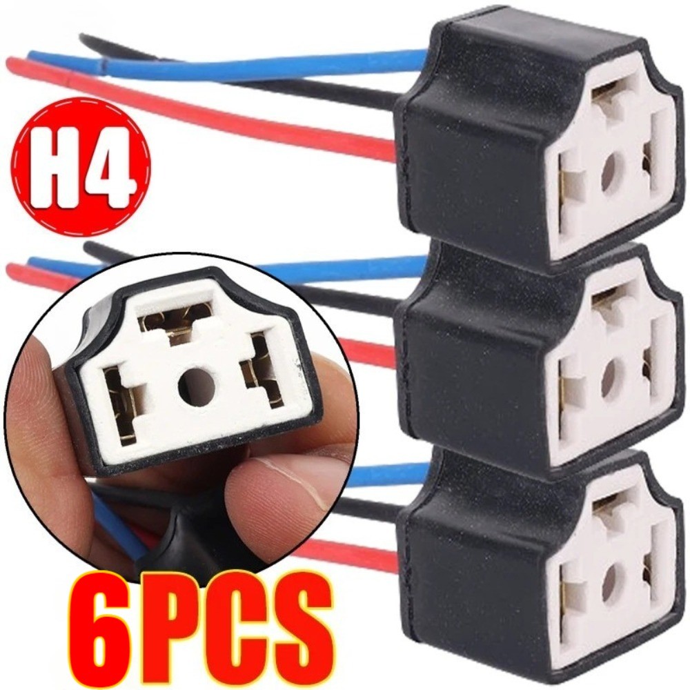 Ceramic LED H4 Light Beam Socket 13cm Car Headlight 3-Hole Repair Bulb ...