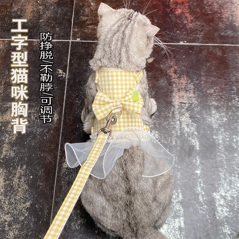 Cat Traction Rope Anti-breakaway Outing Cat Traction Rope Cute Lace Bow ...