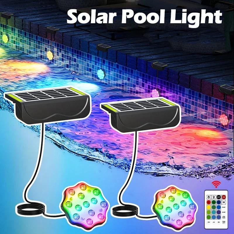 RGB Solar Swimming Pool Underwater Lights with Remote IP68 Waterproof ...