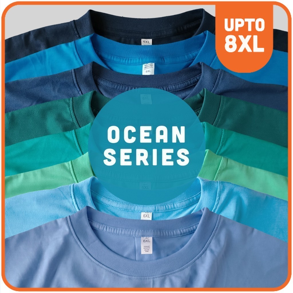 OCEAN SERIES (upto 8XL) - Premium Unisex Adult Plain Tshirt (mint teal ...