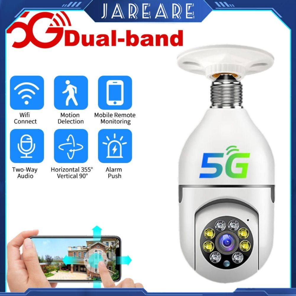 5G Wifi E27 Bulb Surveillance Camera Night Vision Full Color Automatic ...