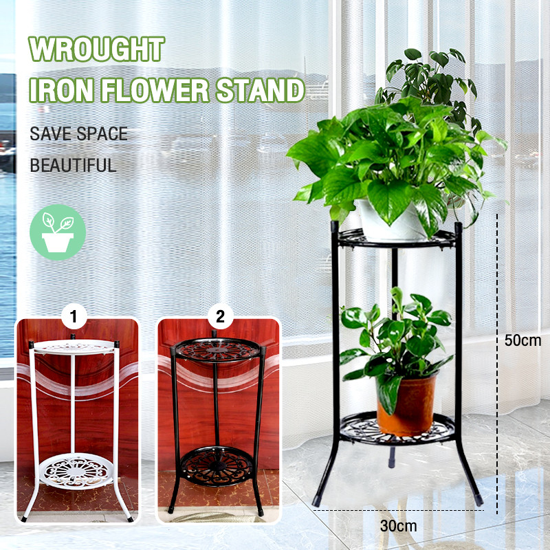 MOLLY SHOP Wrought iron flower rack balcony indoor courtyard double ...