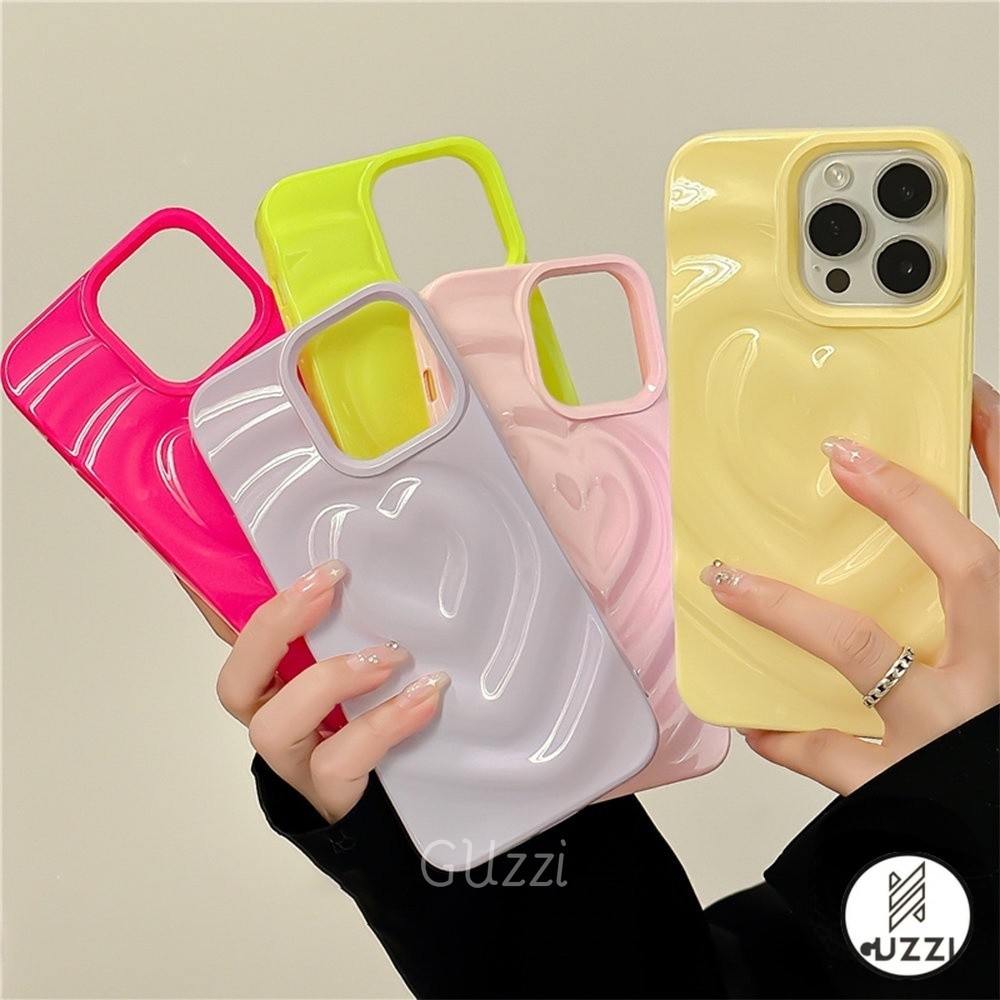 Simple Macaron Color Love Heart Pattern Phone Case Compatible for