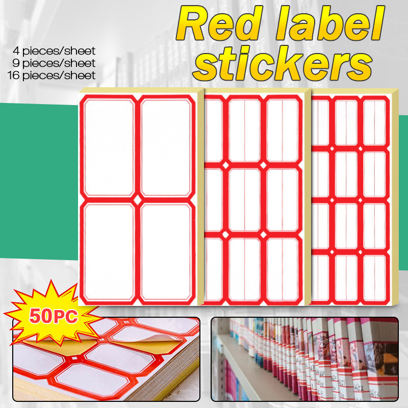 50 Sheets Label Paper Self-adhesive Stickers Name Note Price Tag Label ...