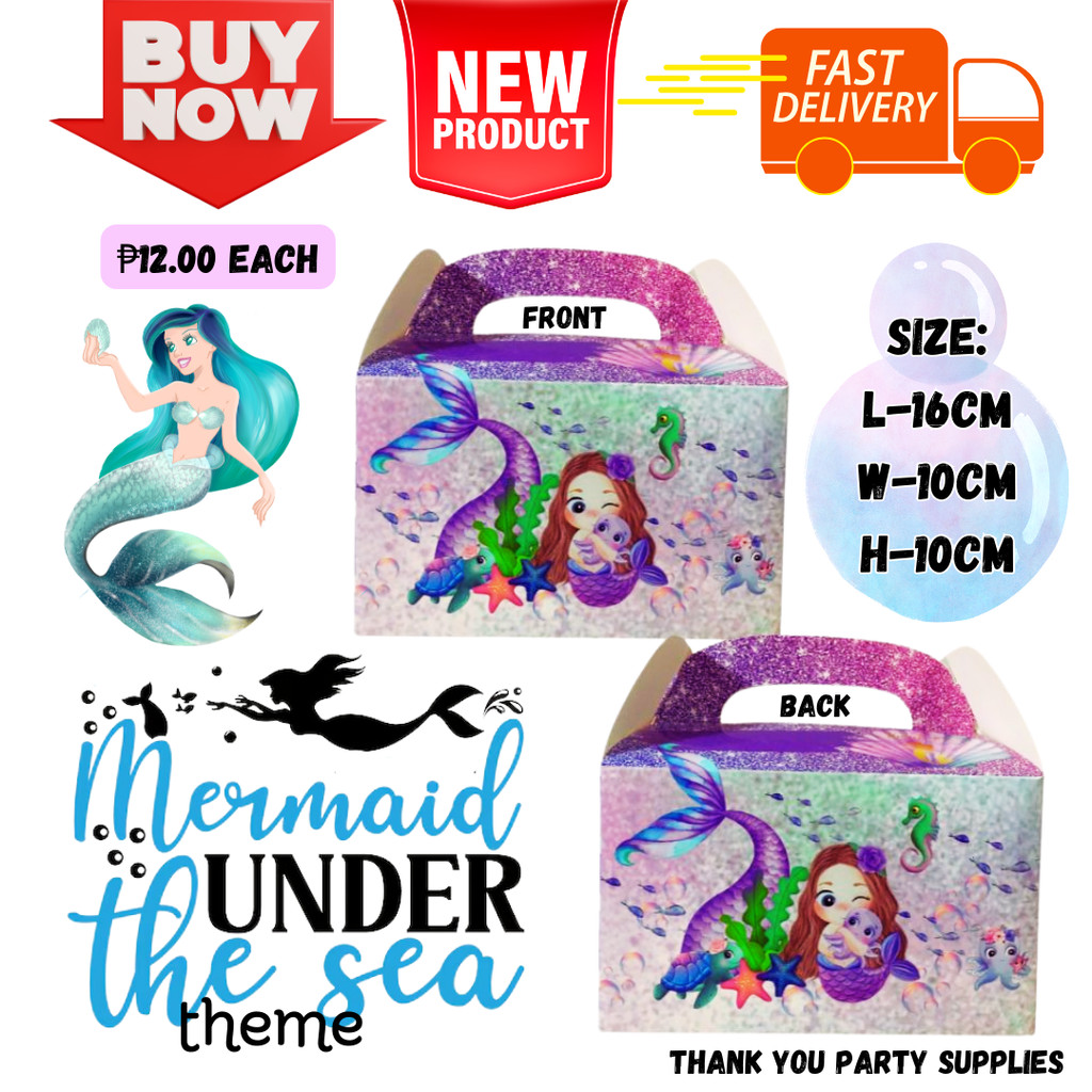 Under the Sea Mermaid Party Favor Boxes: Magical Loot Bags for Girls ...
