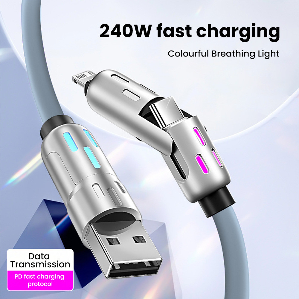Twitch 240W 4 in 1 USB A/Type-C to Type C/lOS Connector PD Fast ...