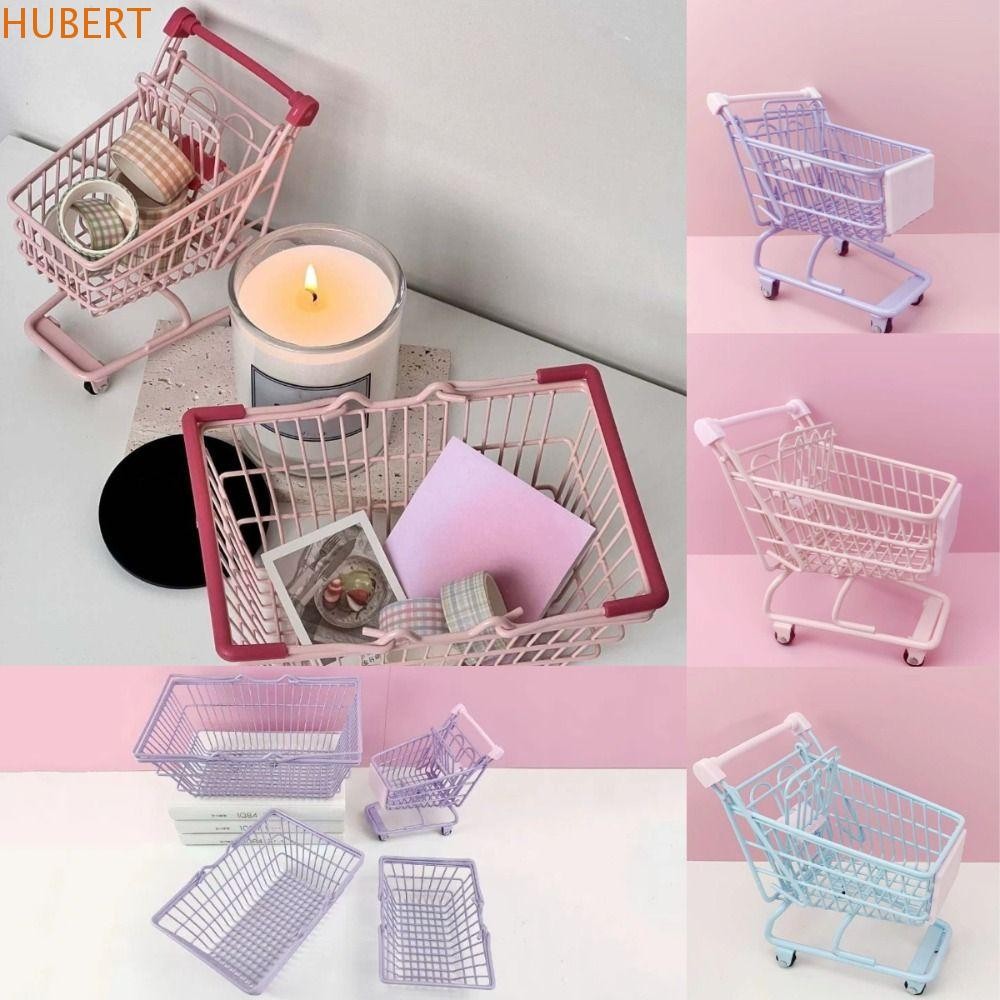 HUBERT Mini Storage Basket, Metal Hollow Shopping Cart Storage ...