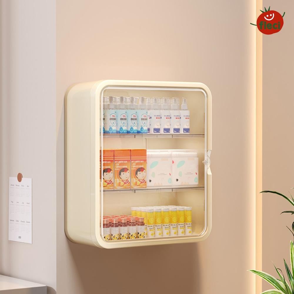 FLECI Wall Hanging Medical Cabinet, No Punching Installation Large ...