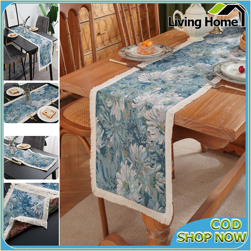 Table Runner 4/6/8 Seater Jacquard Fabric Tassel Table Flag Tea Table ...