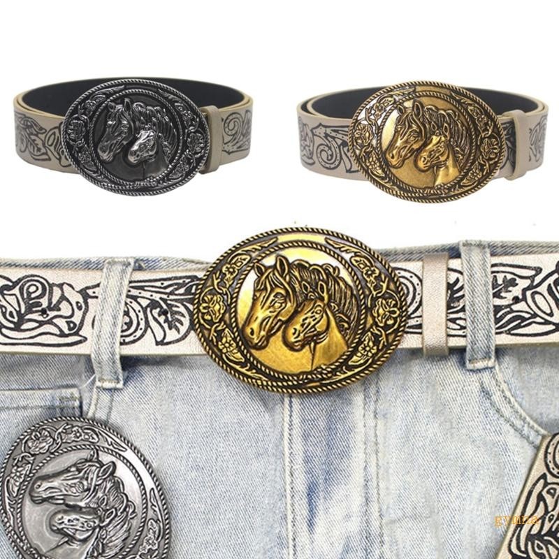 gy Western Belt for Women Men Cowboy Cowgirls Carving Leathers Country  Belts Bullhead Buckles Adjustable Waistband