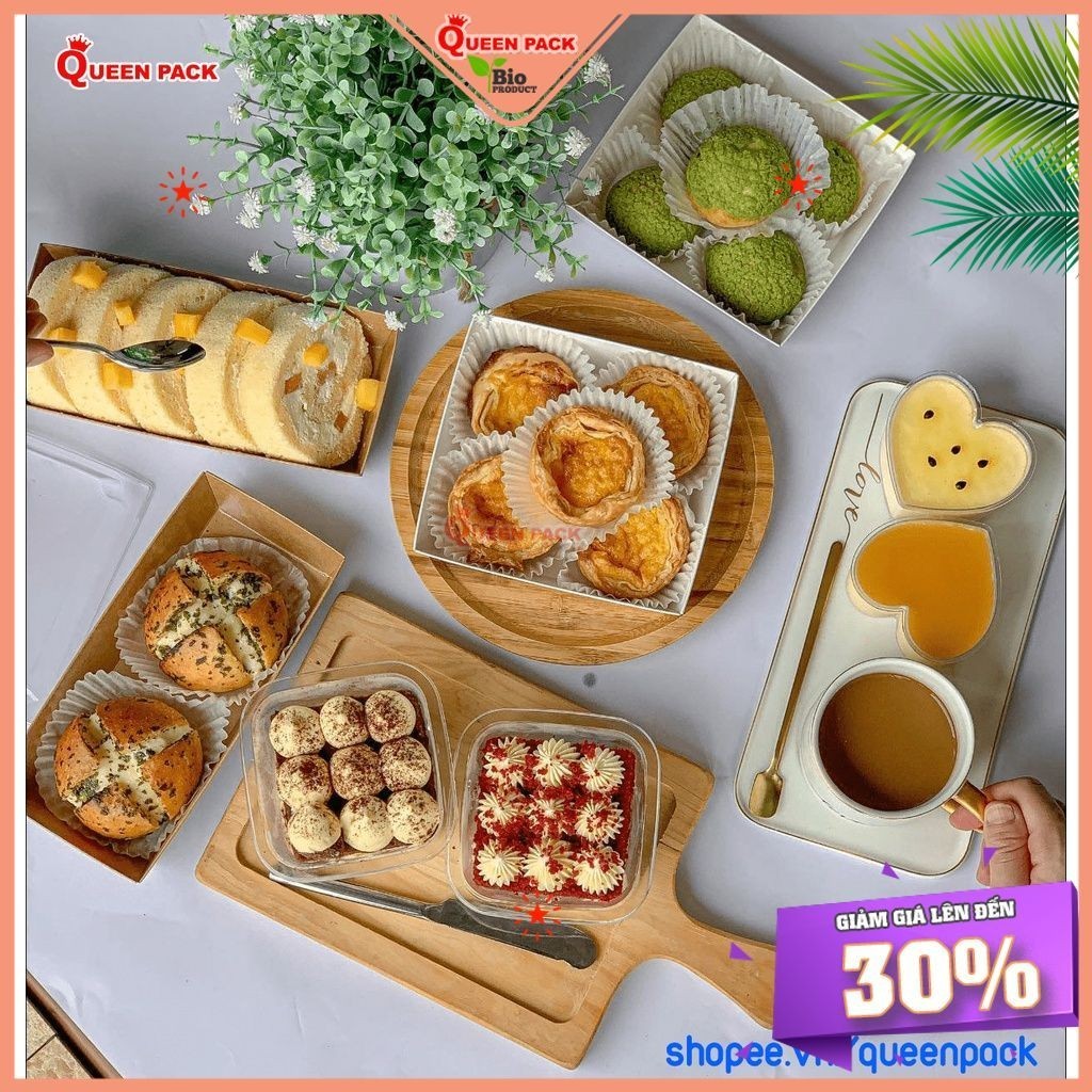 [HCM Qp] SET of 50 Square/Rectangular Paper Boxes for Ice Cream Cakes ...
