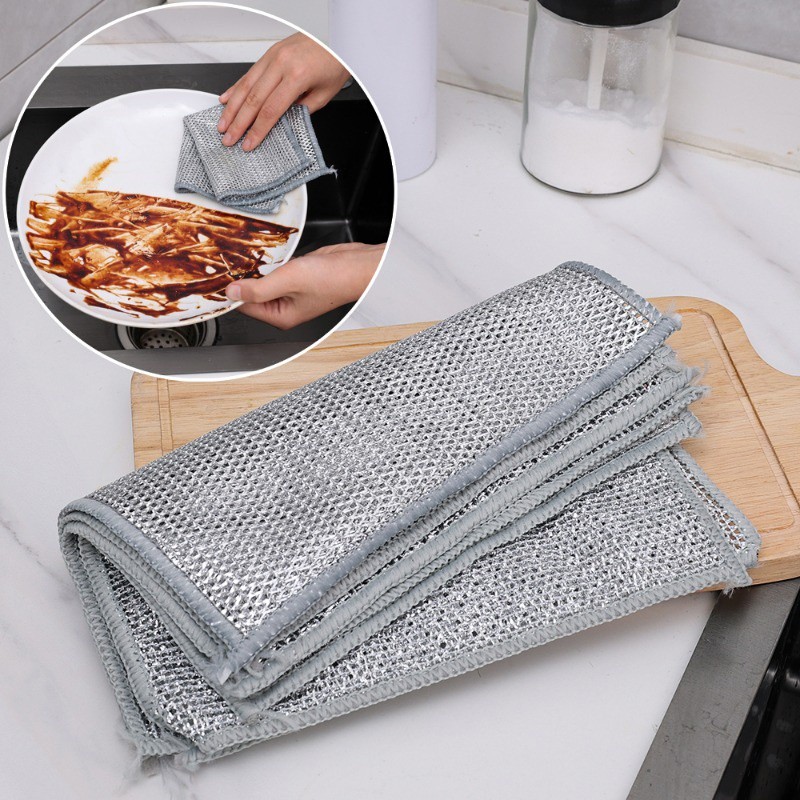 10pcs Rust Removal Cleaning Cloth Kitchen Dishwashing Metal Steel Wire ...