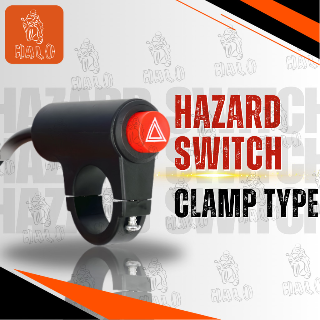 [HALO MOTORS] HAZARD SWITCH CLAMP TYPE UNIVERSAL ON/OFF SIGNAL PUSH ...