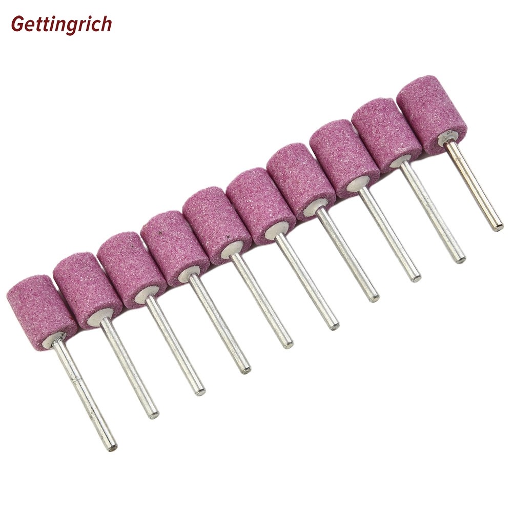 10-Pack 1/8" Shank Abrasive Mounted Stone Grinding Wheels – Durable Chromium Corundum Rotary Tool Bits For Sharp Polishing & Carving
