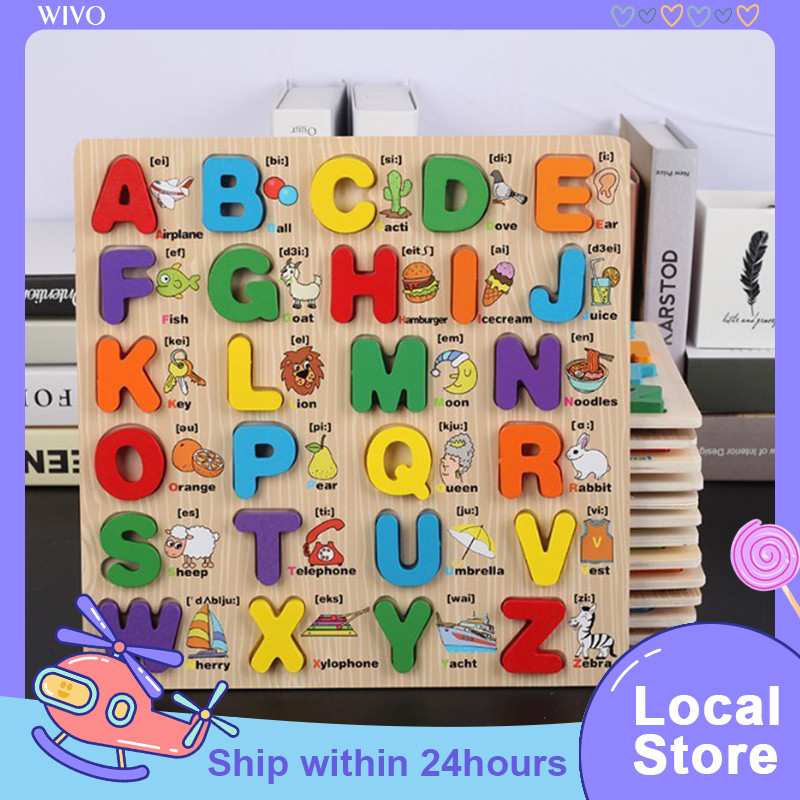 Wivo 3 in 1 ABC Alphabet Digital Puzzle Wooden Toys Kid Number Letter ...