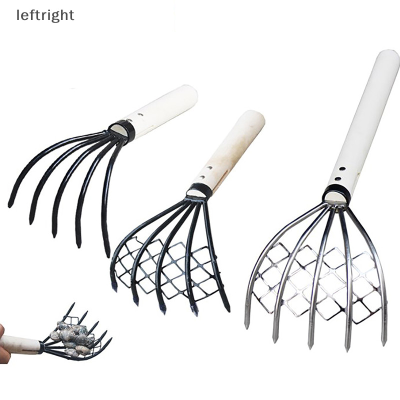 leftright Clam Rake With Net 5 Claw Wood Handle Rake Shell Digging Tool ...