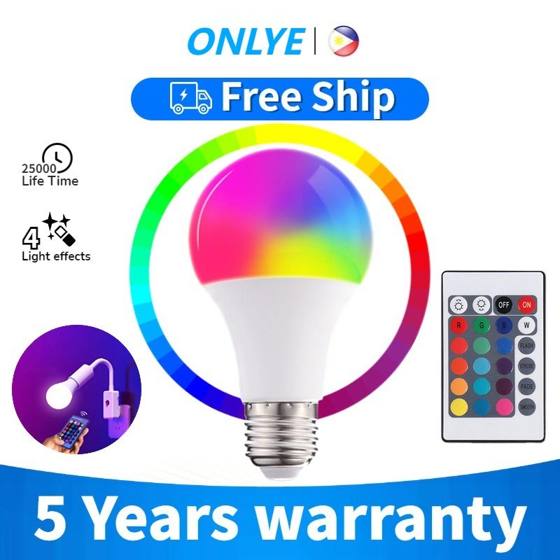 RGB Bulb with Remote Control 5/10/15W Led Dimming RGB Smart Light Bulb ...